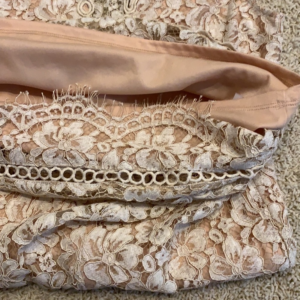 πHP 7/5!πImpressions Small Champagne Lace Formal Cocktail Party Dress - Picture 9 of 9